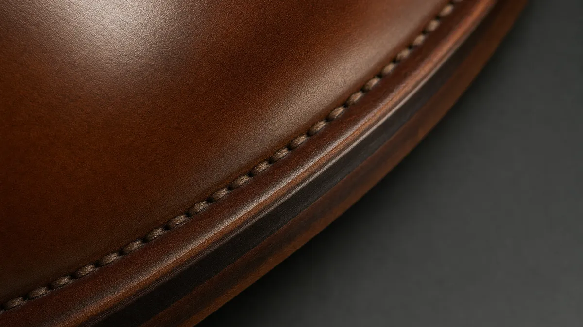 Macro detail of an item: clean factory workmanship – even stitching, tidy edges