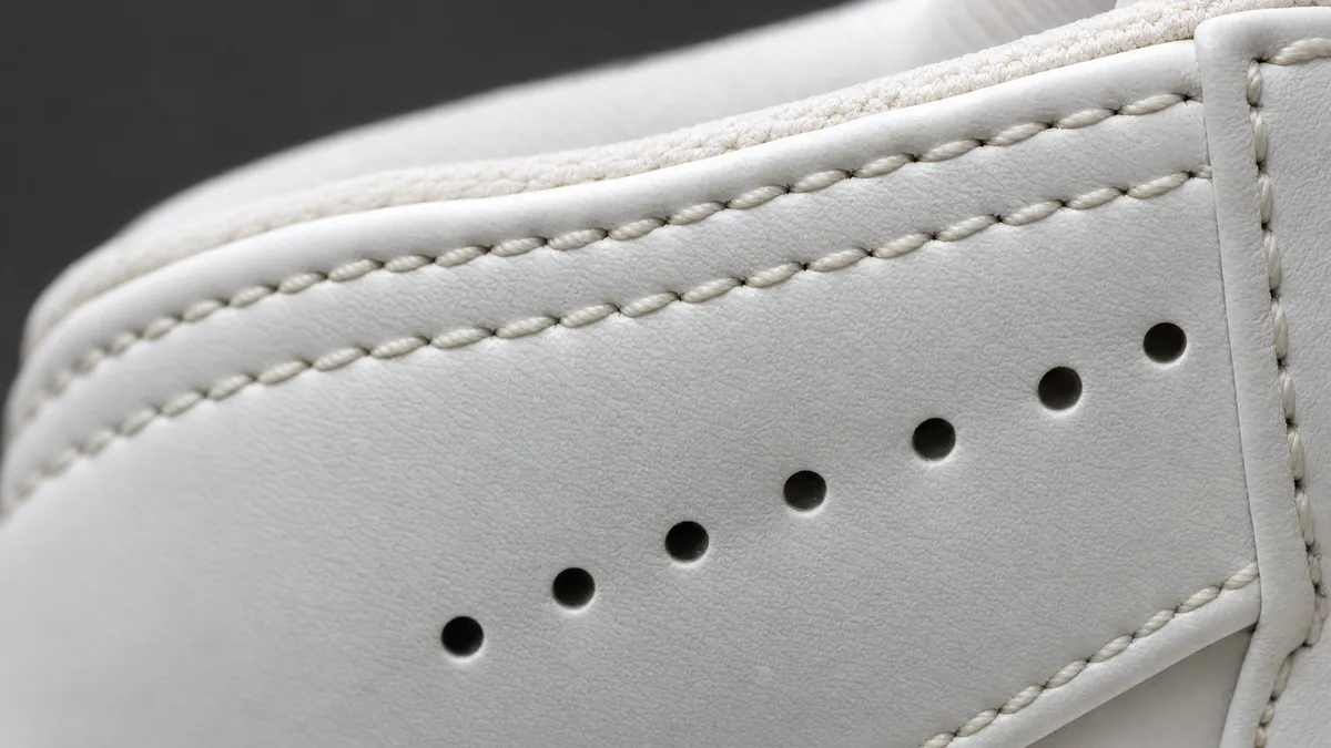 Macro detail of an item: clean factory workmanship – even stitching, tidy edges